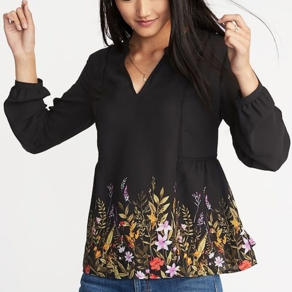 Old Navy Tops - Old Navy Floral-Print Georgette Swing Blouse Women
